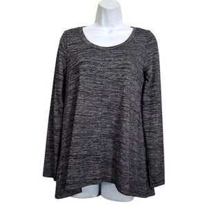 Jones‎ New York Top Womens Size S Black Gray Marled Long Sleeve Scoop Neck Tunic